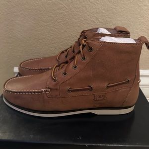 Polo Ralph Lauren Men’s Barrott Polo Tan Leather Boots Lace Up D New